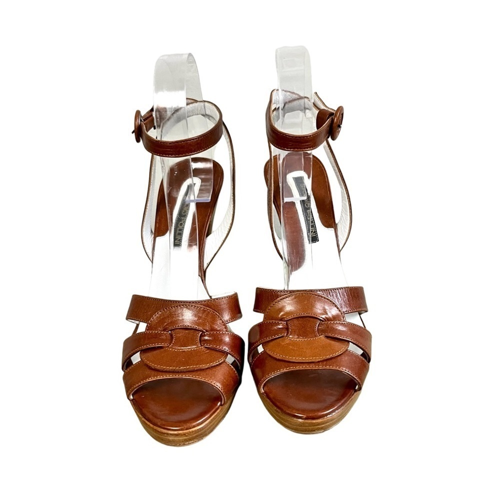 Studio Pollini Italian Leather Heeled Sandals Size 6.5 Brown